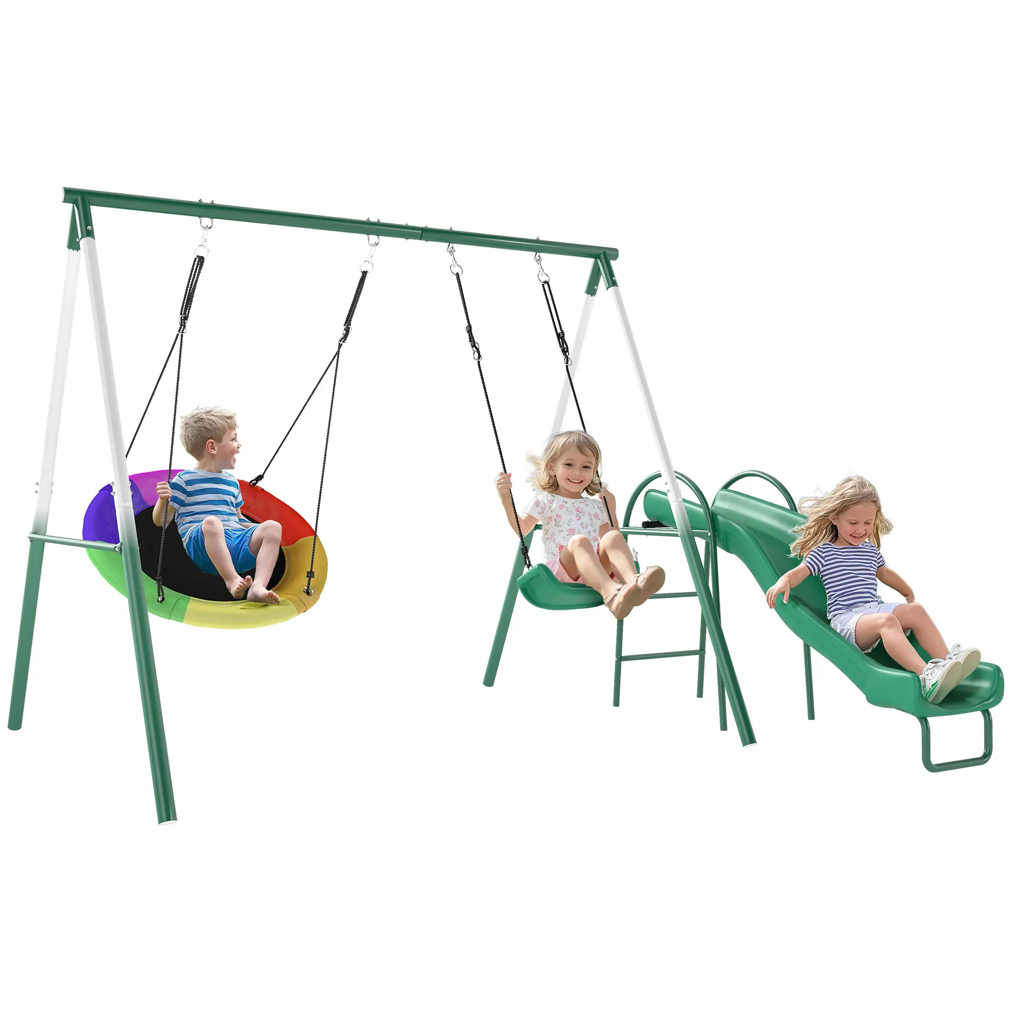 3 In 1, 1 Saucer Swing+1 U-shaped Swings+1 Slide 