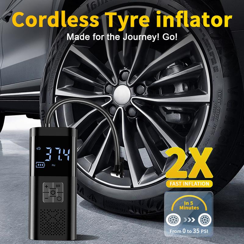 Portable Tire Inflator Air Compressor, Tire Inflator Tool,150psi Car Tyre Pump, LCD Pressure Display, Fast One-Button Smart Wireless Pump