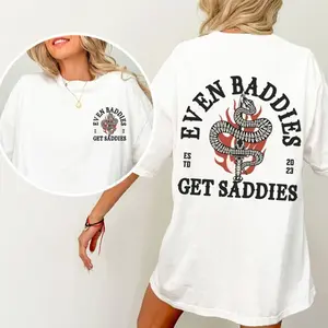 Even Baddies Get Saddies T-shirt Bipolar Disorder Awareness Mental Health Depression Gift Borderline Personality PTSD OCD Trauma Recovery Short Sleeve Tee for Women Her Christmas Tees