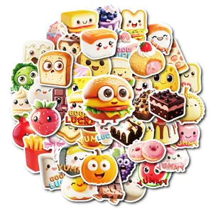 50 fun 3D anthropomorphic delicious food decoration stickers with creative expressions and hamburger designs