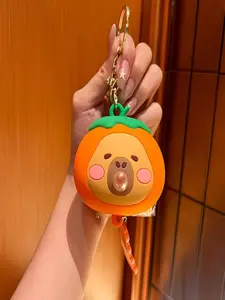 Cute Bubble Spitting Bag Keychain, Decompression Round Face Pendant, Creative Couple Gift, Perfect for Backpacks & Car Keys