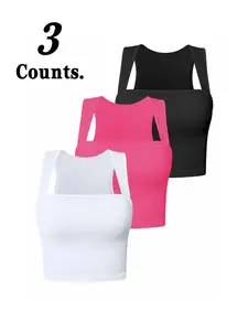 Sexy Seamless Square Neck Sleeveless Crop Top, Fashionable Yoga Tank, Slim-Fit, Quick-Dry, Easy Care, Single or Multi-Piece Set