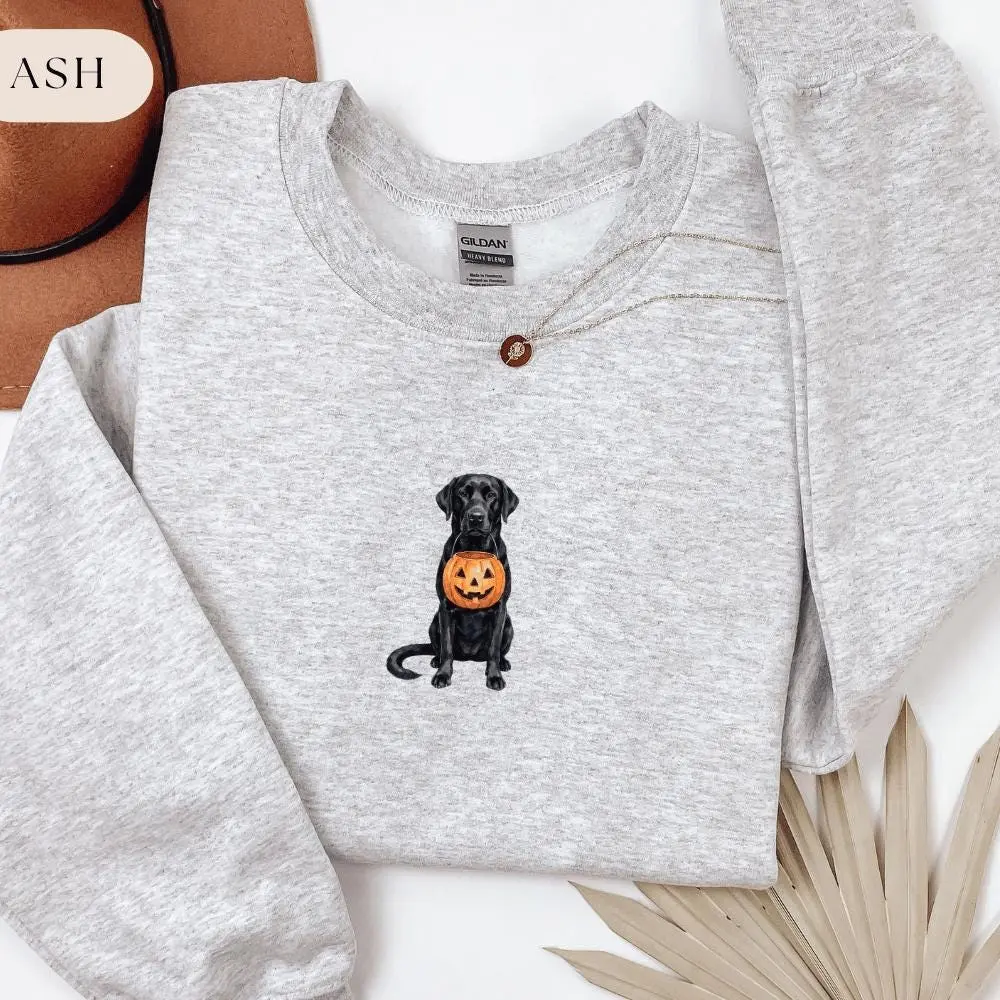 Black Lab Halloween Sweatshirt, Labrador Dog Lover Gift, Cute Dog Halloween Crewneck, Black Labrador Gift, Dog Mom Halloween Shirt Sophie