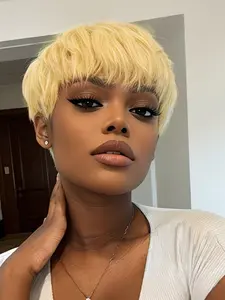 613 Human Hair Pixie Cut Wigs for Women Human Hair Bob Wigs Layered Wigs