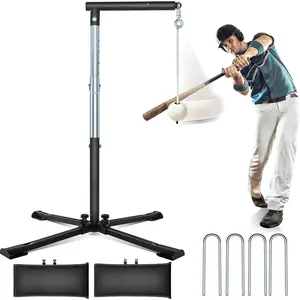 Batting Tee with Tethered Ball - Adjustable 20" to 45" Baseball & Softball Hitting Trainner - Metal X-Base with 4 Ground Stakes & 2 Sandbags for Maximum Stability - Swing Trainner for  Ages