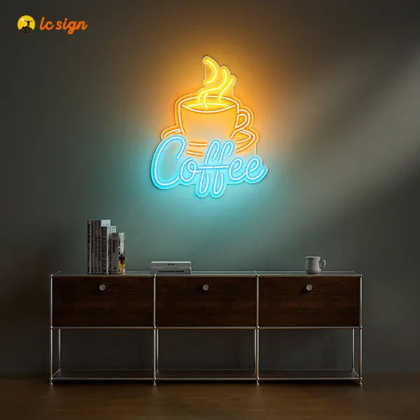 LC Sign Coffee Neon Sign for Cafe Restaurant Home Coffee Bar Decor,for all cafes, breakfast spots, bakeries, bookstore coffee sections,15''*18''