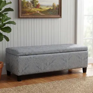 Upholstered Storage Ottoman Bench with Hidden Storage, Jacquard Fabric Entryway Bench, 300lbs Weight Capacity, Living Room Bedroom Hallway Seat, Indoor Furniture, Home Furniture and Household Product Search Terms for US Online Shopping