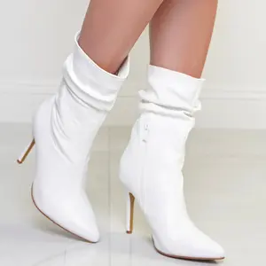 Lily- Pointed Toe Mid-Calf High Heel Boots