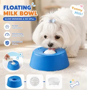 Slow Feeder Dog Bowl, Dog Lick Bowl with Rolling Ball, Anti-Slip Dog Enrichment Toy for Liquid Treats, Puppy Lick Feeder for Bone Broth Yogurt Post-op Nutrition (Blue)