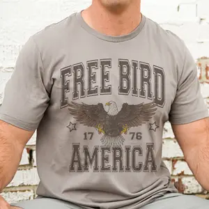 Vintage USA Tees Retro Free Bird America Tshirt Patriotic Eagle T-Shirt 1776 4th of July Independence Shirt Sublimation Crewneck Unisex Top  USA Mens Hockey Team
