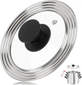 Universal Lid for Pots Pans and Skillets Fits 6.5 7 and 8 Inch Cookware Replacement Frying Pan Cover with Tempered Glass Top