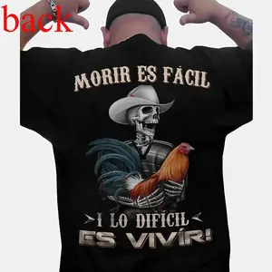 Men's Moris Es Facil Mexican Style T-Shirt, Big Rooster Gamefowl Shirt, Father's Day Ideal Gift, Shirt For Dad For Husband For HimCotton Menswear Black Unisex