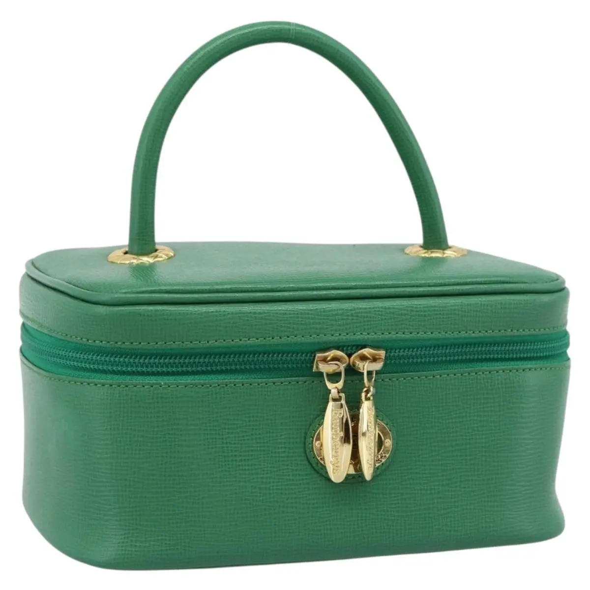 Pre-owned BURBERRY Leather Clothing, Shoes & Accessories|Women|Women's Bags & Handbags JP BA14572A Burberrys Vanity Bag Cosmetic Pouch Green Gold Tone