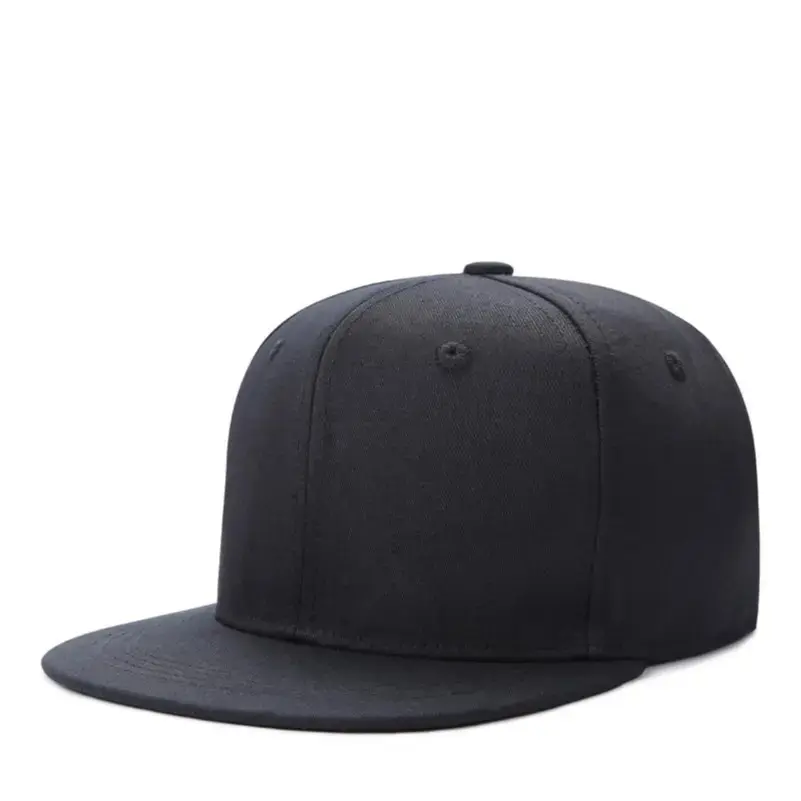 Unisex Black Snapback Hat Classic Flat-Brim Hip Hop Cap Street Style Snapback