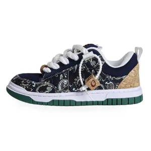 Unisex Low-Top Canvas Sneakers, Trendy Slip-On Style, Non-Slip & Durable,Retro Paisley Pattern Sneakers Footwear Walking Gym Shoe Girl, Classic Navy Blue Casual Shoes