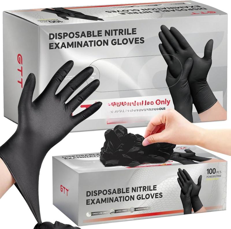 100/500/1000 Black Nitrile Exam Gloves 4 Mil, Powder-Free Disposable Gloves for Medical, First Aid,Cleaning Food Prep, Tattoo,Cooking