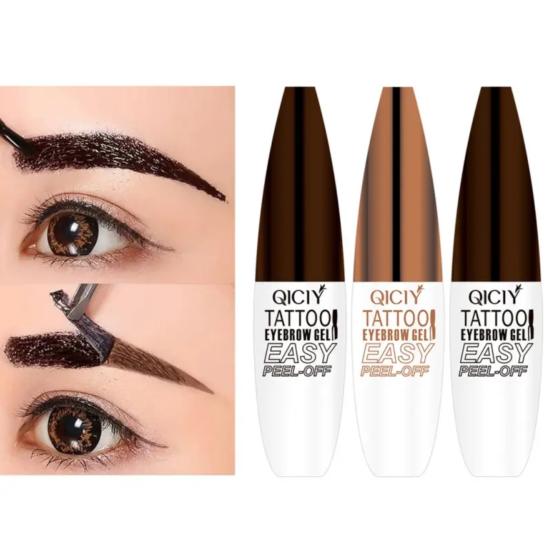 Peel-Off Tattoo Eyebrow Gel - Waterproof, Anti-Smudge, Long-Lasting Cosmetic with Volumizing Filler, Smooth Application, Natural Brows, Thick Brows Aesthetic, All Skin Types & Peel-Off Eyebrow Paste, Volumizing Brow Filler