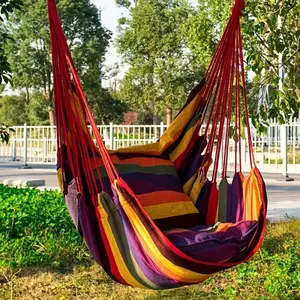 [1pc Portable Canvas Hammock] 1pc Hammock with 2 Pillows, Canvas Material, Indoor/ Outdoor Single Canvas Hammock with 2 Pillow Cushions, with Storage Bag, Space Saving, Easy to Install, Portable Sturdy Garden Outdoor Camping Casual Seating