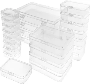 Guyuyii 24-Piece Small Plastic Storage Containers with Hinged Lids - Clear Storage for Crafts, Jewelry, Beads, and Small Items - Perfect for Organizing Art, Sewing Supplies, and Travel Essentials