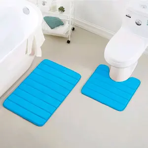 2PC Bath Mats - Turquoise Color, Soft and Comfortable, 20x32 Rectanglar & 20x20 Contoured Toilet Mat, Ideal for Bathroom Use, Non-Slip Design, Durable and Easy to Clean, Perfect for Home Decor