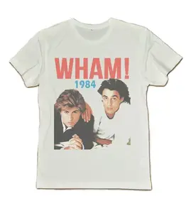 Vintage 1984 WHAM George Michael Andrew Ridgeley White T shirt, Rock Hip Hop Sport Style Tee, Menswear Top