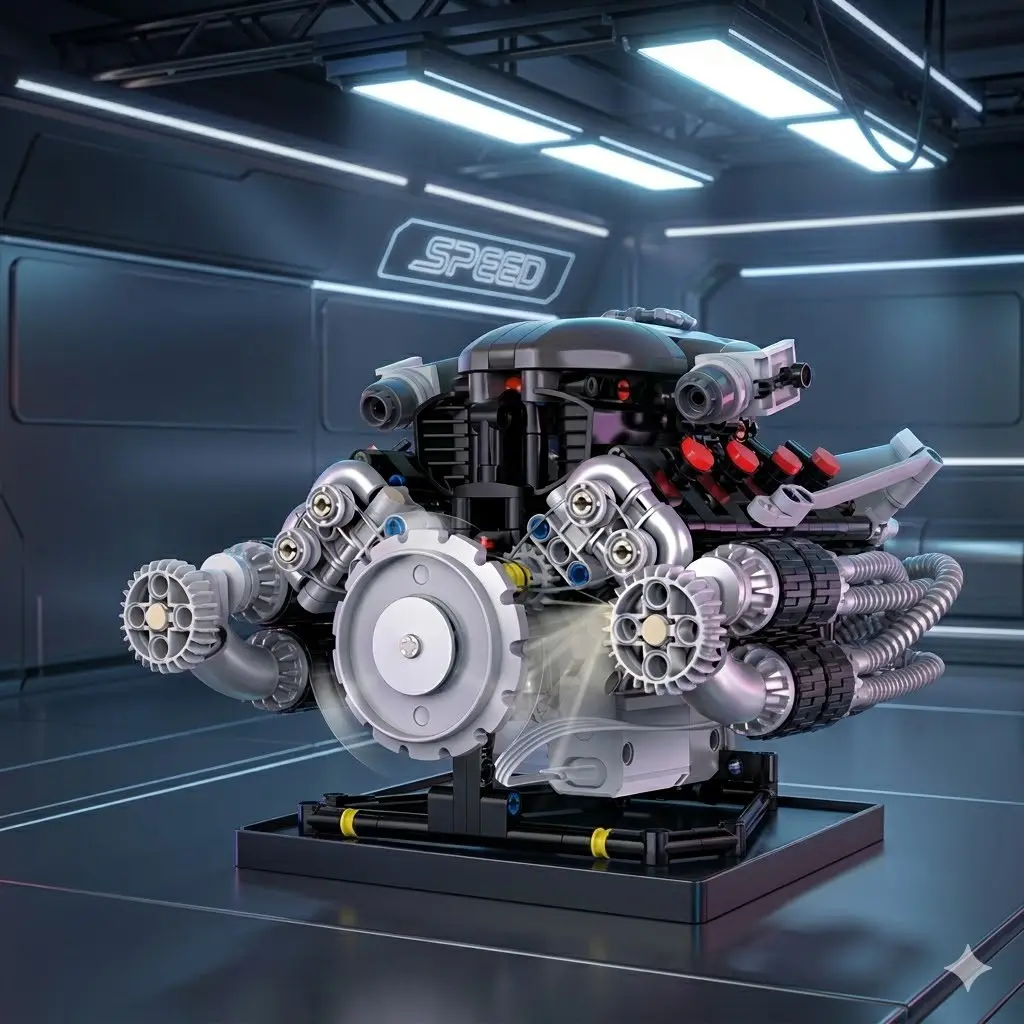 V8 Engine Model Kit, DIY Car Engine Assembly Blocks, Stem Learning Toy, Stem Building Blocks, Ideal for Kids, Teens, Adults, Perfect Gift for Holidays