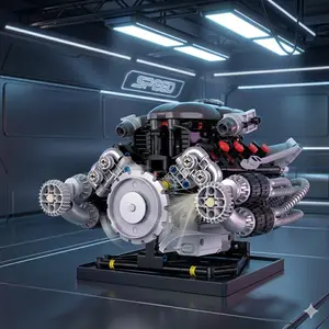 V8 Engine Model Kit, DIY Car Engine Assembly Blocks, Stem Learning Toy, Ideal for Kids, Teens, Adults, Perfect Gift for Holidays