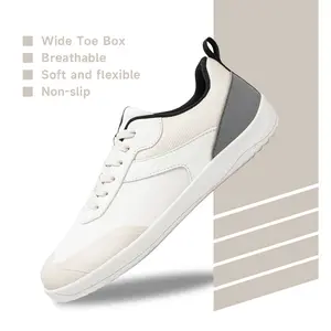 HOBIBEAR Barefoot Shoes Zero Drop Wide Casual Lace Up Retro Fashion Sneakers for Women Men Closed Training