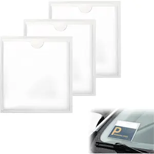 3Pcs Windshield Sticker Holder, Clear Car Window Pass Permit Holder for Parking, Self-Adhesive for Business Card, Toll Tags, Insurance Cards and Registration for Easy Installation