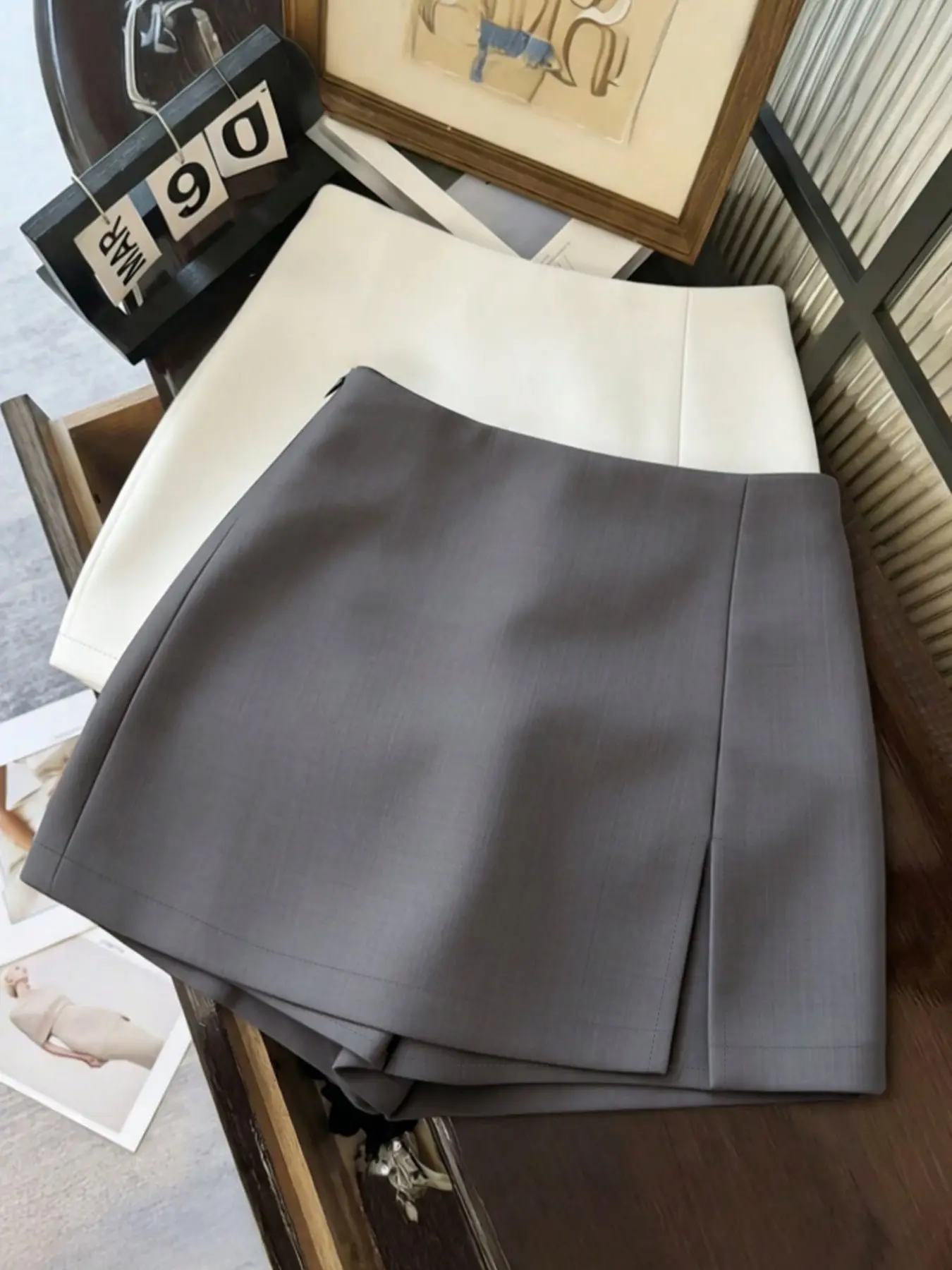 Women's High-Waist Slit Casual Skirt & Shorts Set, Matching Clothing Set, Fashion Slim-Fitting Design for All Seasons, Versatile Office & Daily Wear, Summer Set, Shorts Sets Outfits, Plain Skirt Set
