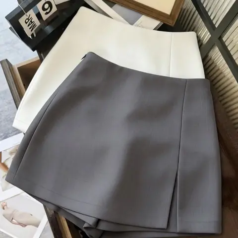 Women's High-Waist Slit Casual Skirt & Shorts Set, Matching Clothing Set, Fashion Slim-Fitting Design for All Seasons, Versatile Office & Daily Wear, Summer Set, Shorts Sets Outfits, Plain Skirt Set