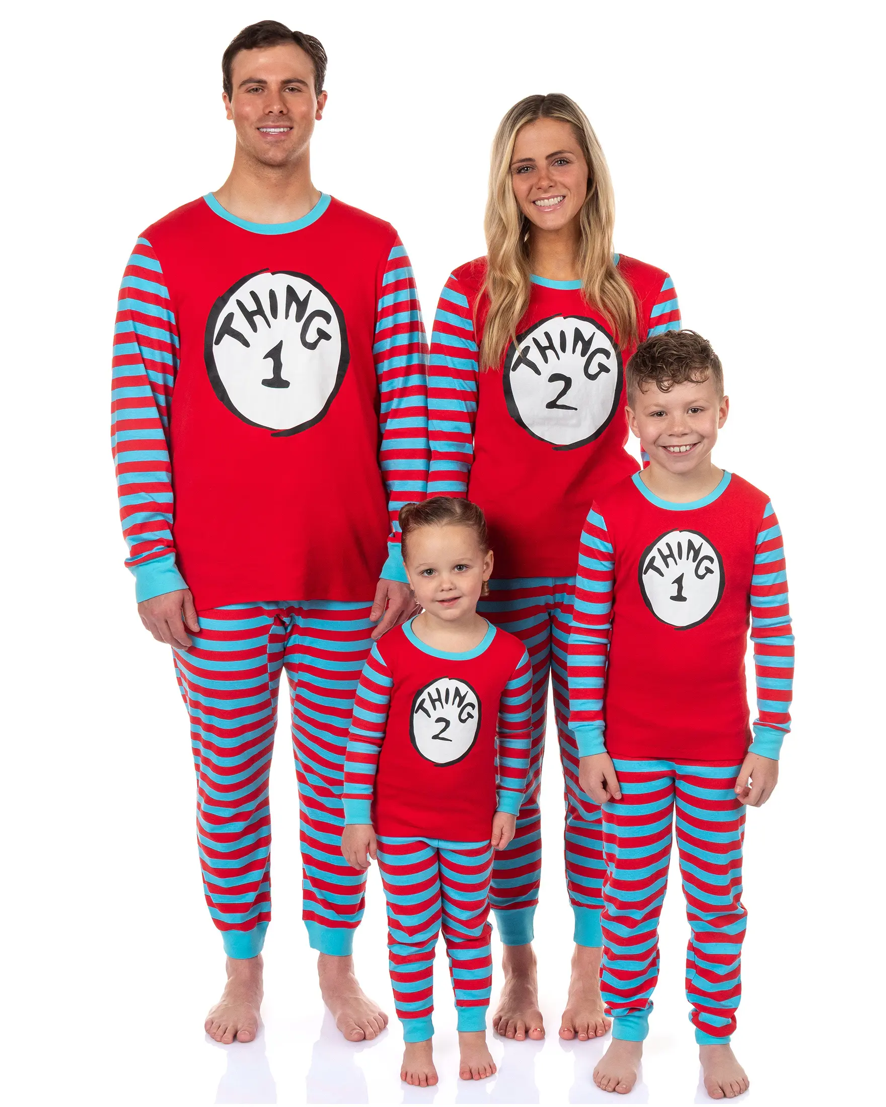 Dr. Seuss Thing 1 and Thing 2 Character Matching Family 2-Piece Tight Fit Pajama Set