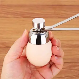 1pc Stainless Steel Egg Topper Cutter & Shell Opener - Manual Portable Kitchen Tool for Boiled/Raw Eggs, Safe & Hygienic Design, Durable Metal Construction for Home & Restaurant Use, Boiled Egg Tool | Polished Finish | Reflective Surface