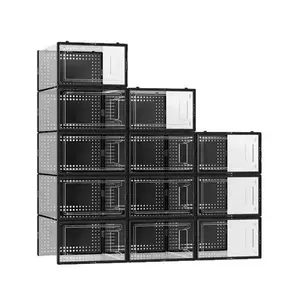 12-Piece Stackable Shoe Storage Containers, Transparent Dust-Proof Moisture-Resistant, Space-Saving Tool Bags for Organized Footwear