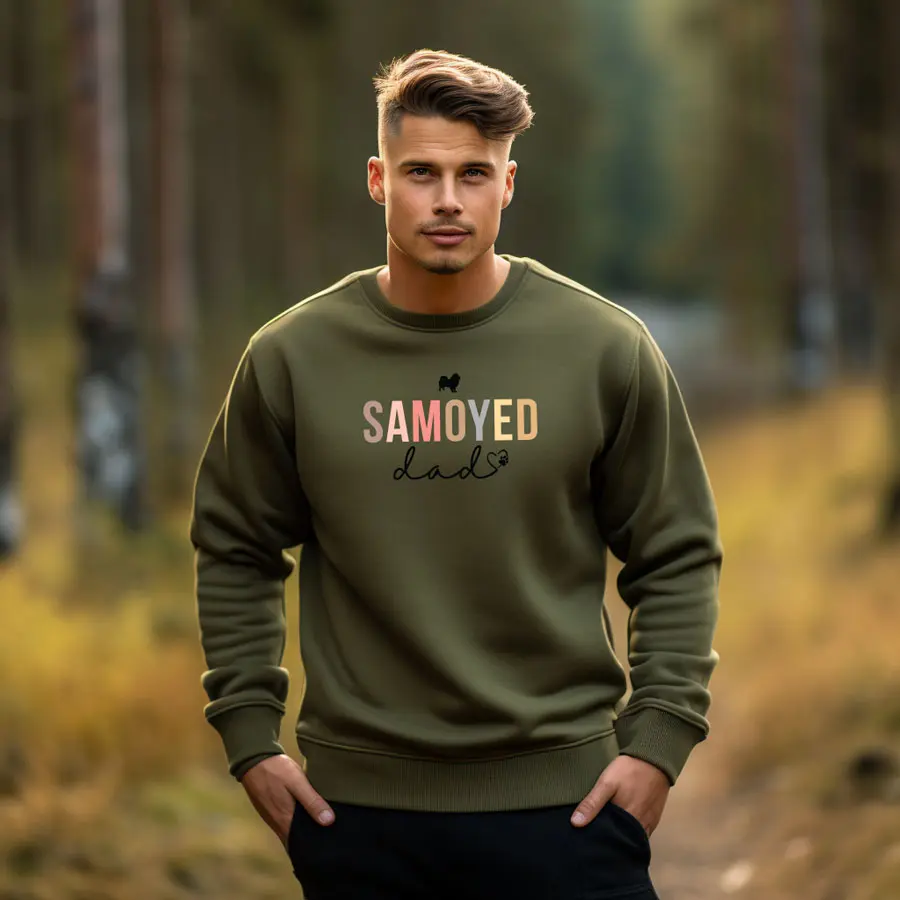 Samoyed Sweatshirt, Samoyed Dad T-Shirt and Hoodie, Dog Dad Sweater Cotton Menswear