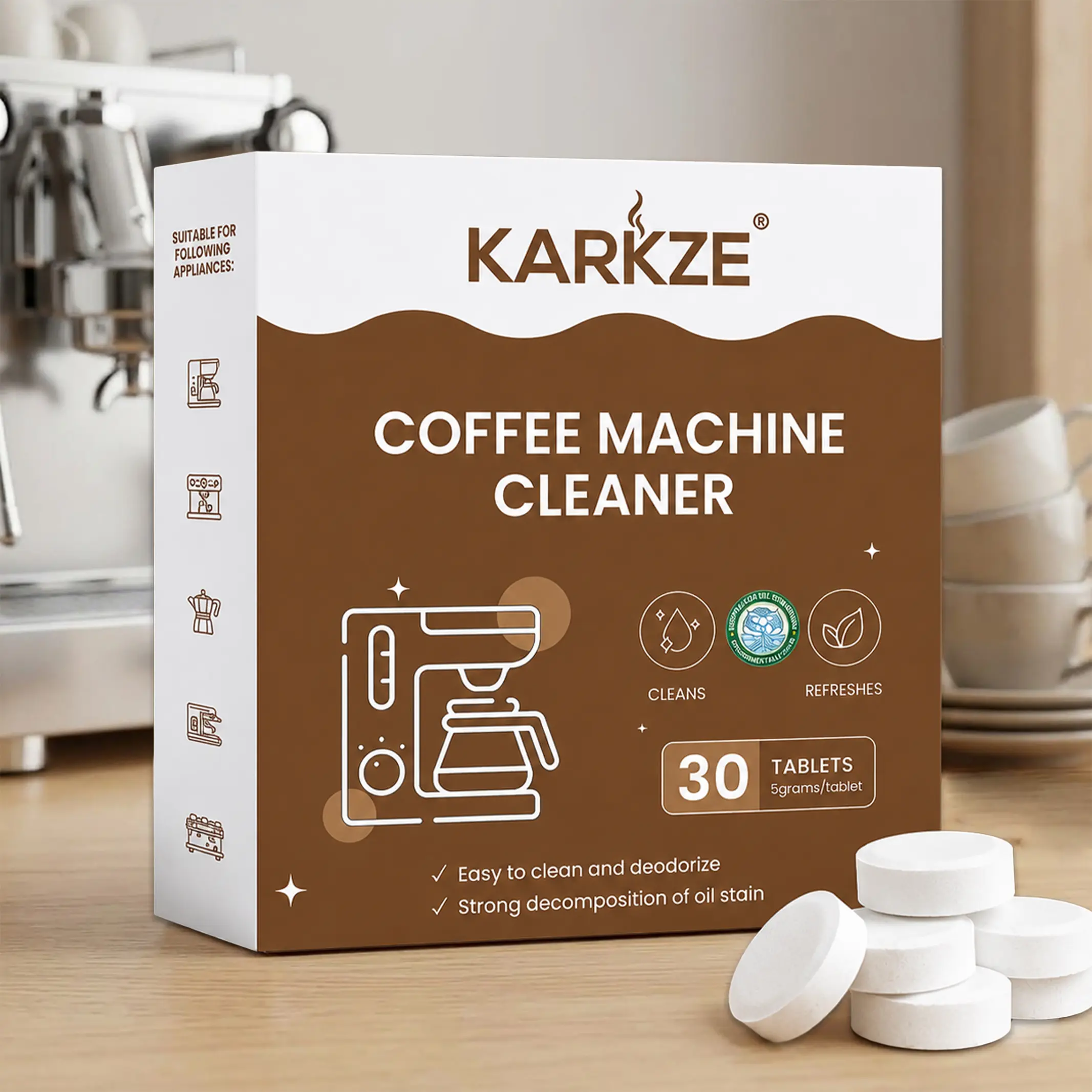 Coffee Machine Cleaner Descaler Tablets - 30 Count, Compatible With Nespresso, Keurig, Ninja, Delonghi, Miele, Coffee Maker Pot Descaling & Cleaning Tabs, Descale Drip Coffe And Espresso Machines