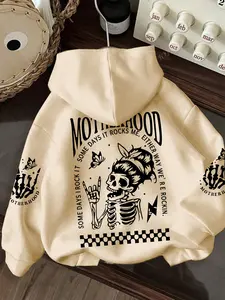 Women's Halloween Skull Hoodie with Kangaroo Pocket, Long Sleeve Drawstring Pullover, Loose Fit Fall Winter Fashion Sweatshirt