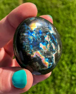 Labradorite (Grade A) Spectrolite Palm Stone - Polished Stone Oval - Spectrolite Worry Stone - Rainbow Labradorite Crystal