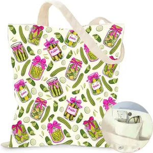 Aesthetic Canvas Tote Bag for Women - with Magnetic Snap Closure & Zipper Inner Pocket Reusable Bag for Shopping