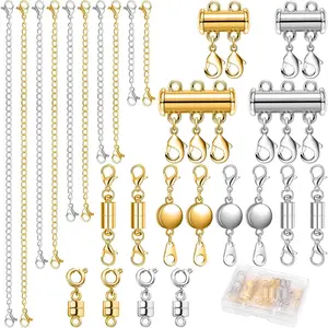 26 count  Necklace Extender, 5 Style    Clasps and Necklace Layering Clasps with Chain Extenders for Women Necklaces Bracelet,  and Sliver