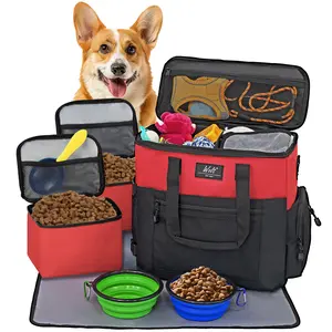 Wolt Pet Travel Bag Kit - Dog Food & Supplies Organizer, Airline Approved for Camping, Hiking, Weekend Away & Dog Travel, Black Color travel accessories, Feeding, Food Storage Containers petlovers