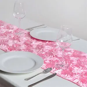 Rosette Satin Table Runner 14"x108" Pink - Grandiose Fabric Table Decor