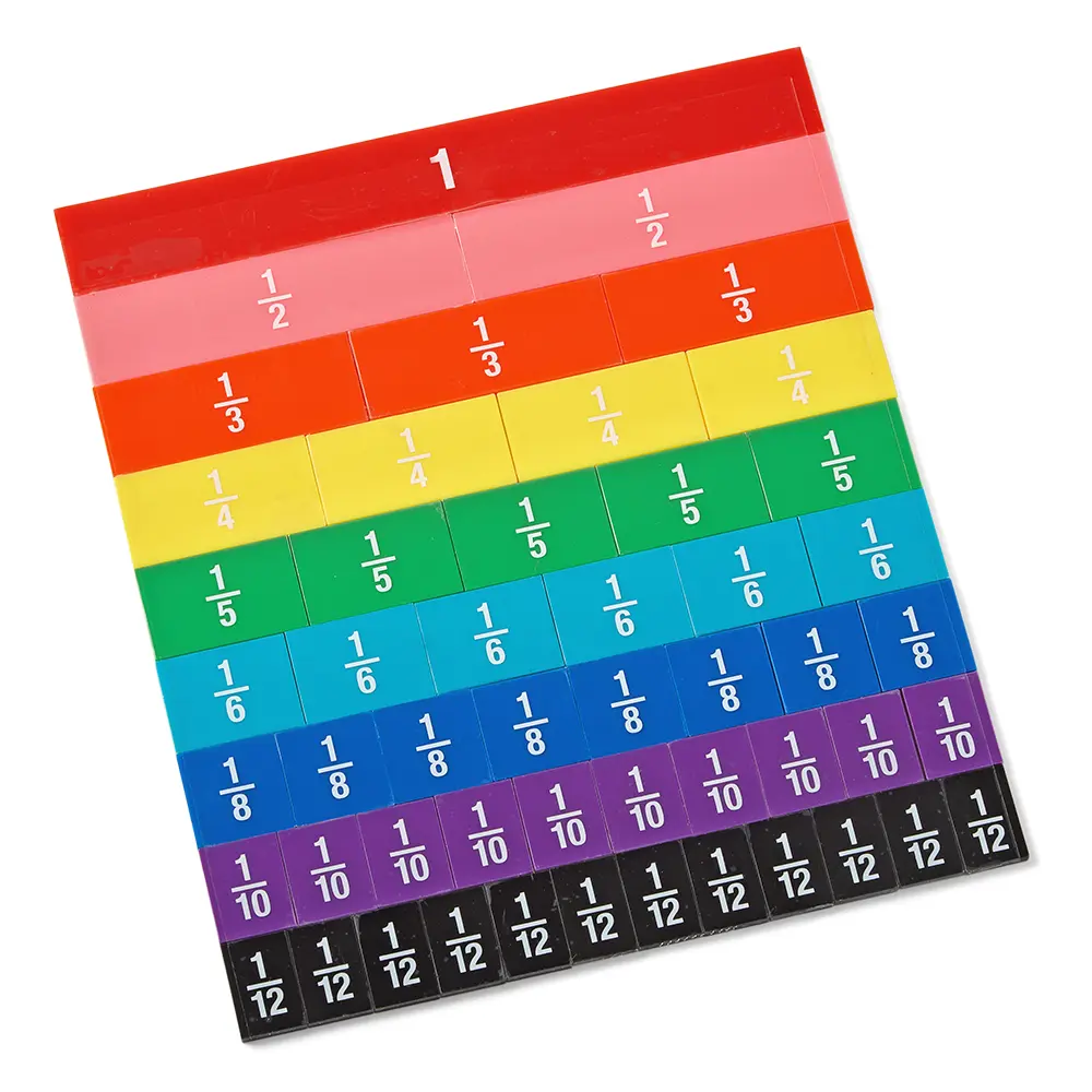 hand2mind Plastic Double-Sided Decimal and Fraction Tiles, Fraction Strips, Montessori Math Materials for Kids, Math Manipulatives 4th Grade, Math Supplies, Math Classroom Must Haves (Set of 51)