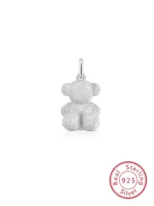 925 Sterling Silver Medium Diamond Silver Bear Pendant, Bold Design, No Chain Included, Zircon Gemstone, Daily Wear Jewelry
