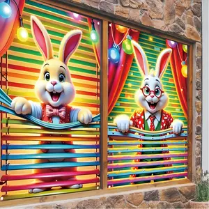 Easter Window Decoration Set, 31.5x47.3 Inch Polyester Flags, Indoor & Outdoor Celebrations, Durable Washable Curtains, Party Decor