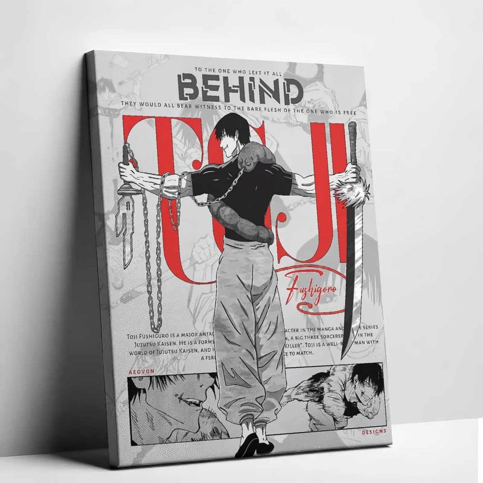 Jujutsu Kaisen Toji Fushiguro Unframed Canvas Wall Art, Manga Panel Poster Print "Left It All Behind", Anime Style Otaku Style Decoration for JJK Fans