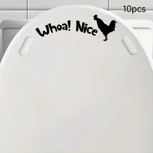 10 Pcs Cute Rooster Toilet Seat Stickers, Removable Bathroom Decals, Kids' Bathroom Decor, Guest Bathroom, Rental House Decoration