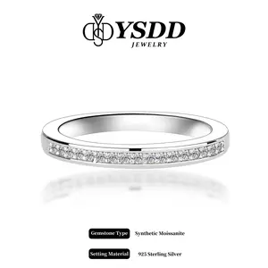 【#212 Great for Matching】ONE Band Synthetic Moissanite Wedding Band, Wedding Rings for Women, D Color VVS1 925 Sterling Silver Rings Eternity Stackable Engagement Ring Anniversary Band Size 4.5-10