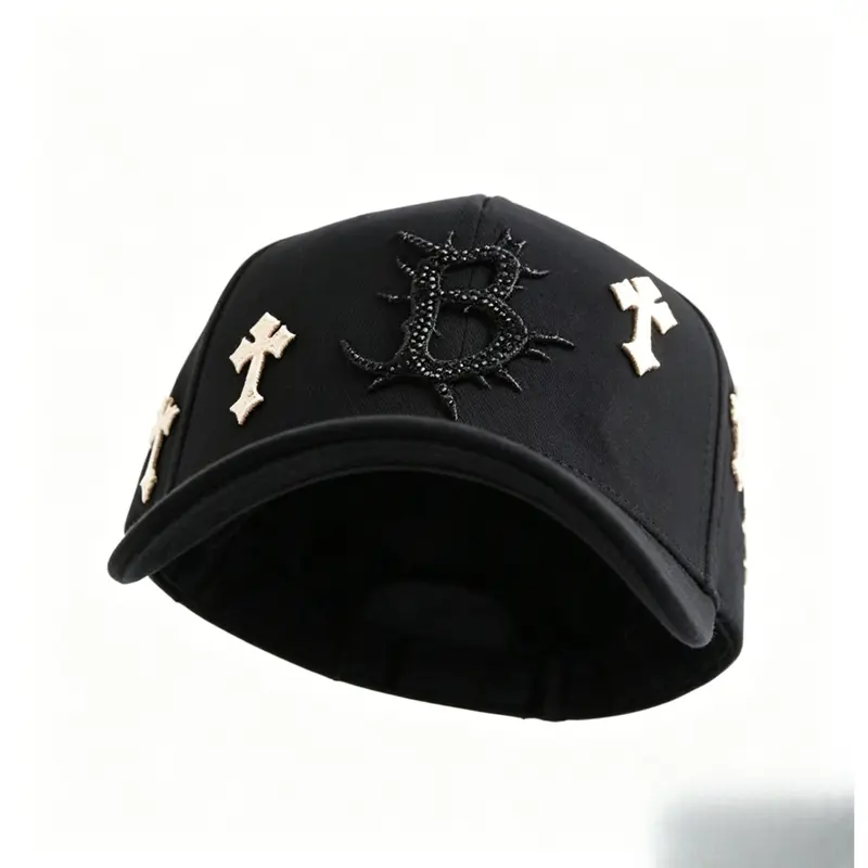 Black Baseball Cap with Rhinestone \'ROTATE\' Patch bling mexico hat - TikTok Shop main image 4