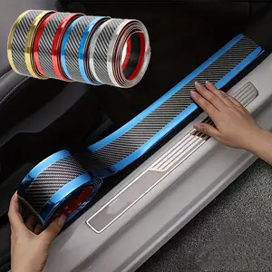 Car Door Sill Protection Strip Length-100cm/Width-5cm, Carbon Fiber Style Anti-scratch Protection Stickers, Auto Accessories Decorations, Decal For Cars